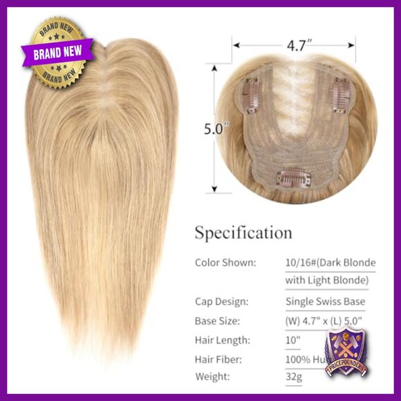 10 Inch Real Human Hair Topper for Thinning Hair, 360° Coverage main image 7